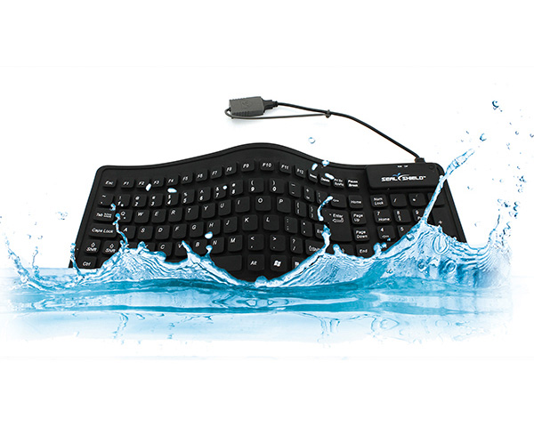 Silicone keyboard immersed in water